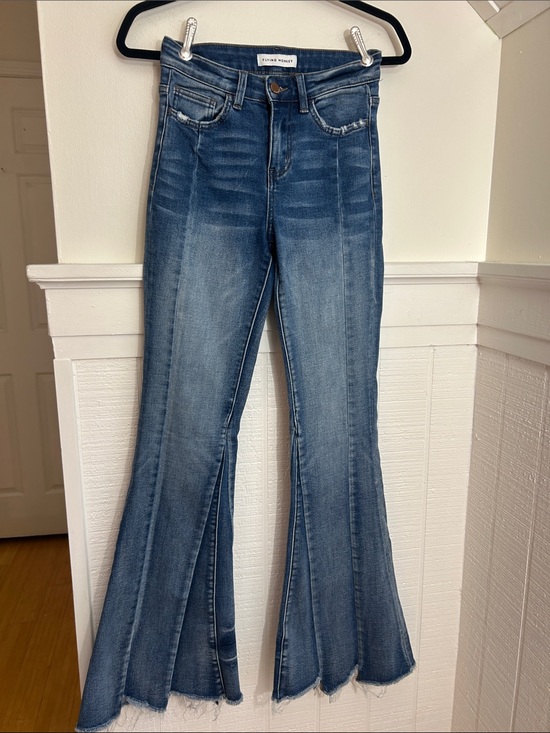 Flying Monkey Denim - Flying Monkey Raw Hem Flare Leg Boho Denim Jeans size 24